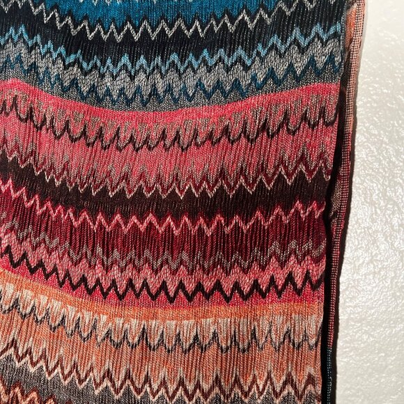 2 Chic Multicolor Chevron Pattern Fringe Scarf Acrylic Soft Lightweight Stretch - Picture 8 of 16